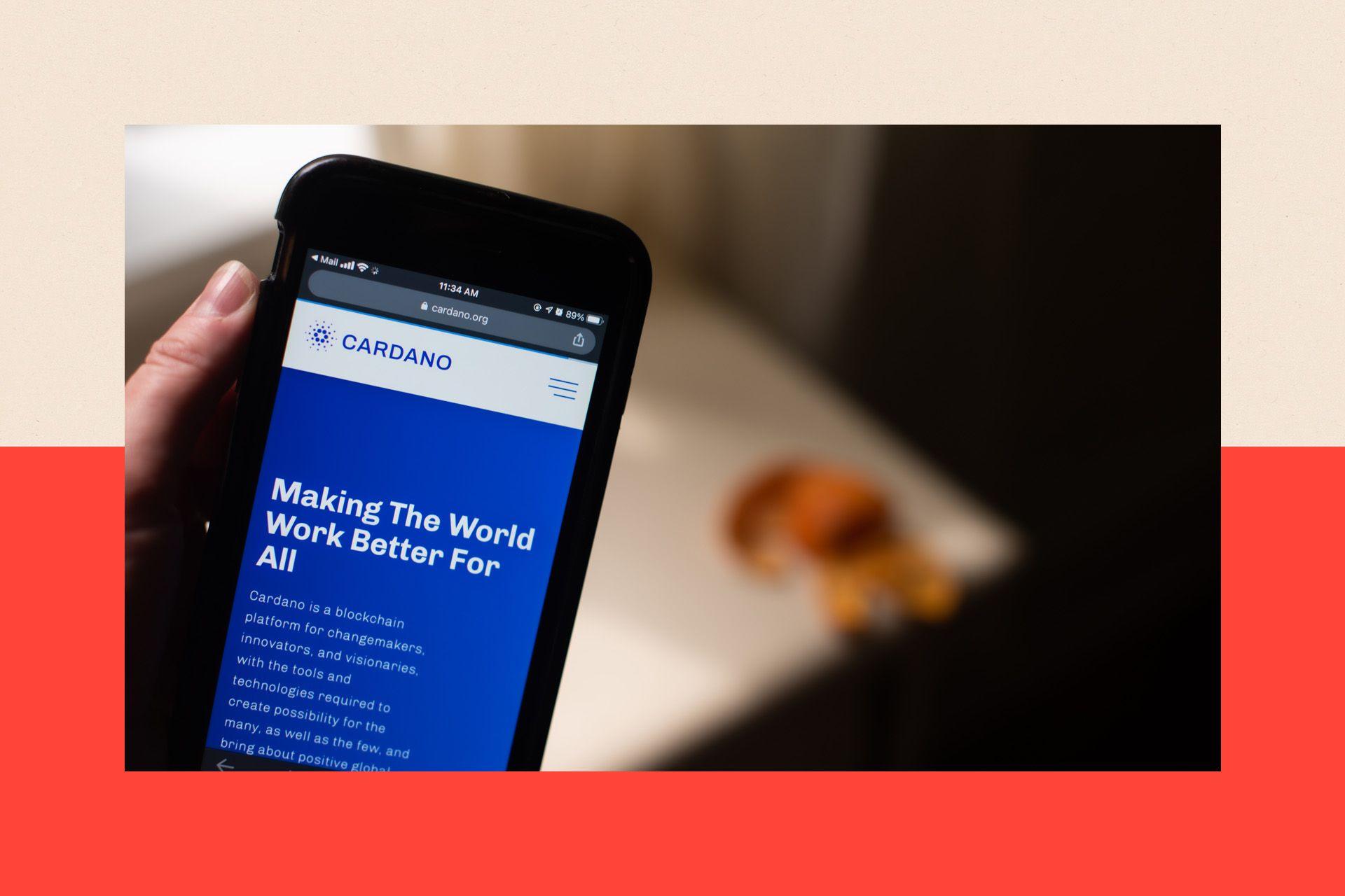 The Cardano website on a smartphone
